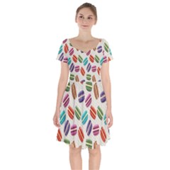Macaron Macaroon Stylized Macaron Design Repetition Short Sleeve Bardot Dress by artworkshop