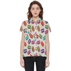 Macaron Macaroon Stylized Macaron Design Repetition Short Sleeve Pocket Shirt by artworkshop