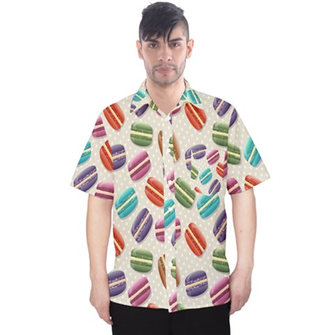 Macaron Macaroon Stylized Macaron Design Repetition Men s Hawaii Shirt by artworkshop