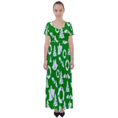 Green Card Christmas December4 High Waist Short Sleeve Maxi Dress by artworkshop