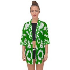 Green Card Christmas December4 Open Front Chiffon Kimono by artworkshop