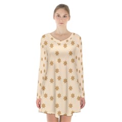 Gingerbread Star Long Sleeve Velvet V-neck Dress by artworkshop