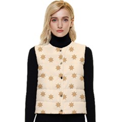 Gingerbread Star Women s Short Button Up Puffer Vest