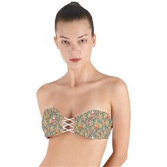 Gingerbread Christmas Decorative Twist Bandeau Bikini Top