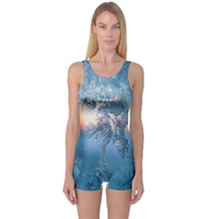 Frost Winter Morning Snow One Piece Boyleg Swimsuit by artworkshop