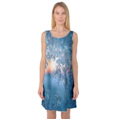 Frost Winter Morning Snow Sleeveless Satin Nightdress by artworkshop