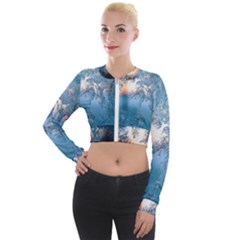 Frost Winter Morning Snow Long Sleeve Cropped Velvet Jacket by artworkshop