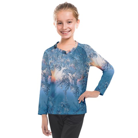 Frost Winter Morning Snow Kids  Long Mesh Tee by artworkshop