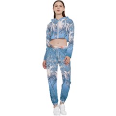 Frost Winter Morning Snow Cropped Zip Up Lounge Set