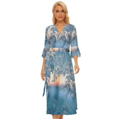 Frost Winter Morning Snow Midsummer Wrap Dress by artworkshop