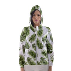 Fir Branch Pattern Christmas Decorative Women s Hooded Windbreaker by artworkshop