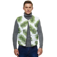 Fir Branch Pattern Christmas Decorative Men s Short Button Up Puffer Vest	 by artworkshop
