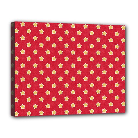 Felt Background Paper Red Yellow Star Canvas 14  X 11  (stretched) by artworkshop