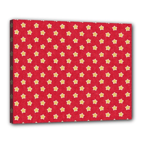 Felt Background Paper Red Yellow Star Canvas 20  X 16  (stretched) by artworkshop