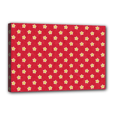 Felt Background Paper Red Yellow Star Canvas 18  X 12  (stretched) by artworkshop