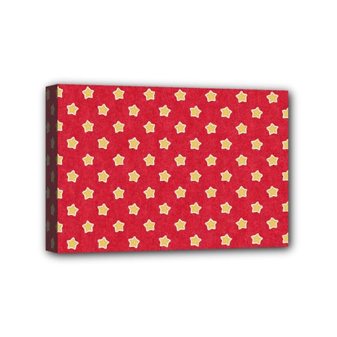 Felt Background Paper Red Yellow Star Mini Canvas 6  X 4  (stretched) by artworkshop