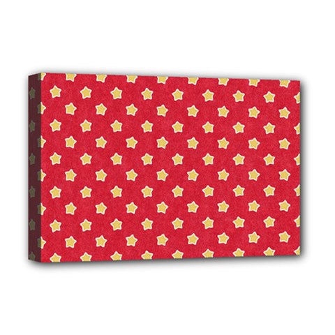 Felt Background Paper Red Yellow Star Deluxe Canvas 18  X 12  (stretched) by artworkshop