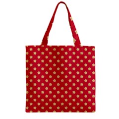 Felt Background Paper Red Yellow Star Zipper Grocery Tote Bag by artworkshop