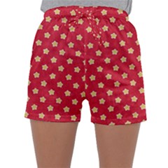 Felt Background Paper Red Yellow Star Sleepwear Shorts