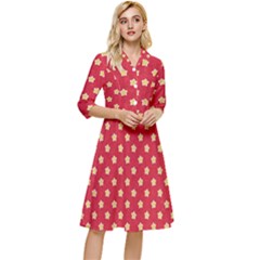 Felt Background Paper Red Yellow Star Classy Knee Length Dress by artworkshop