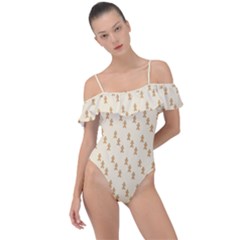 Christmas Wrapping Frill Detail One Piece Swimsuit