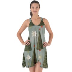 Christmas Trees Pattern Show Some Back Chiffon Dress