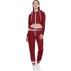 Christmas Red Graphic Cropped Zip Up Lounge Set