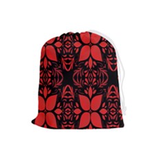 Christmas Red Black Xmas Gift Drawstring Pouch (large)