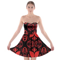 Christmas Red Black Xmas Gift Strapless Bra Top Dress by artworkshop
