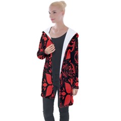 Christmas Red Black Xmas Gift Longline Hooded Cardigan by artworkshop