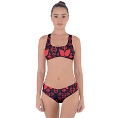 Christmas Red Black Xmas Gift Criss Cross Bikini Set by artworkshop