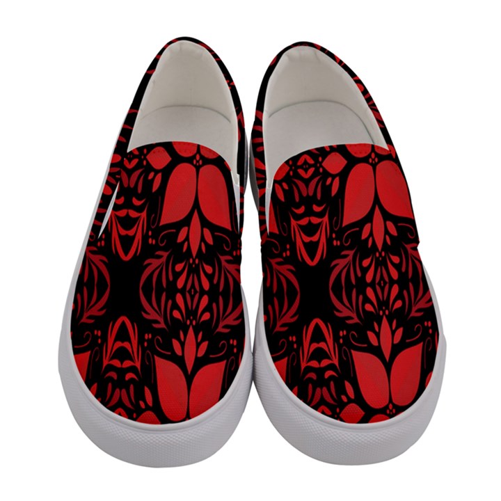 Christmas Red Black Xmas Gift Women s Canvas Slip Ons