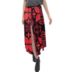 Christmas Red Black Xmas Gift Velour Split Maxi Skirt by artworkshop