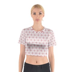 Christmas Pattern Red Stars Cotton Crop Top by artworkshop