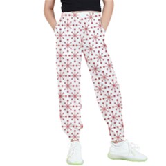 Christmas Pattern Red Stars Kids  Elastic Waist Pants by artworkshop