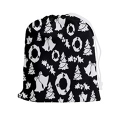 Black Card Christmas December Drawstring Pouch (2xl) by artworkshop