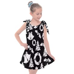 Black Card Christmas December Kids  Tie Up Tunic Dress by artworkshop