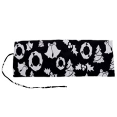 Black Card Christmas December Roll Up Canvas Pencil Holder (s) by artworkshop