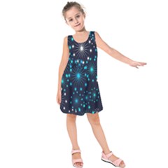 Abstract Pattern Snowflakes Kids  Sleeveless Dress by artworkshop