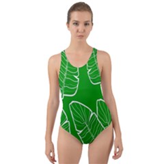 Green Banana Leaves Cut-out Back One Piece Swimsuit by ConteMonfrey