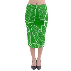 Green Banana Leaves Midi Pencil Skirt
