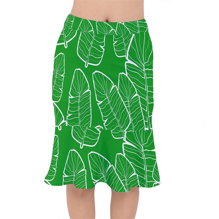 Green Banana Leaves Short Mermaid Skirt