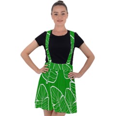 Green Banana Leaves Velvet Suspender Skater Skirt by ConteMonfrey