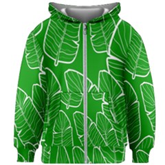 Green Banana Leaves Kids  Zipper Hoodie Without Drawstring by ConteMonfrey
