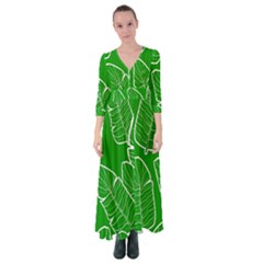 Green Banana Leaves Button Up Maxi Dress by ConteMonfrey