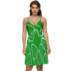 Green Banana Leaves V-neck Pocket Summer Dress  by ConteMonfrey