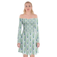 Cuteness Overload Of Cactus!  Off Shoulder Skater Dress by ConteMonfrey