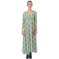 Cuteness Overload Of Cactus!  Button Up Boho Maxi Dress