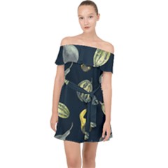 Vintage Vegetables Zucchini  Off Shoulder Chiffon Dress by ConteMonfrey