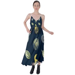 Vintage Vegetables Zucchini  Tie Back Maxi Dress